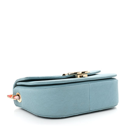 Chanel Grained Calfskin Quilted Small Cuba Top Handle Flap Blue 4 of 12