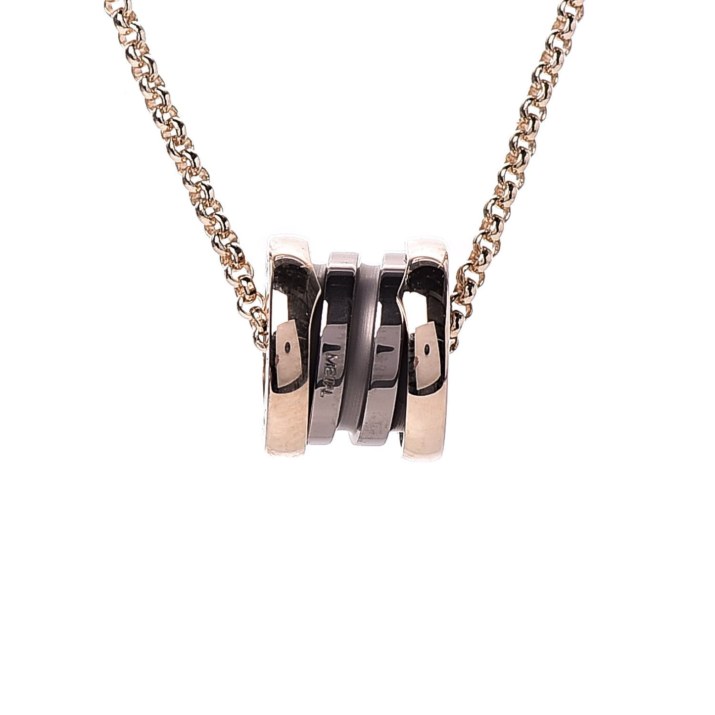 18K Rose Gold Cermet Small B.Zero1 Pendant Necklace