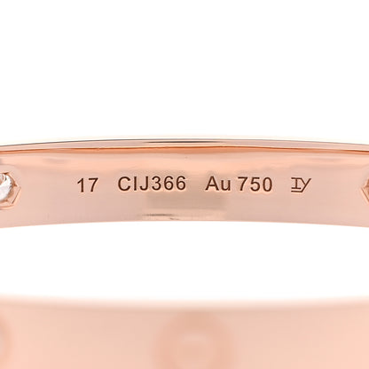 Cartier 18K Pink Gold 4 Diamond LOVE Bracelet 17 4 of 7