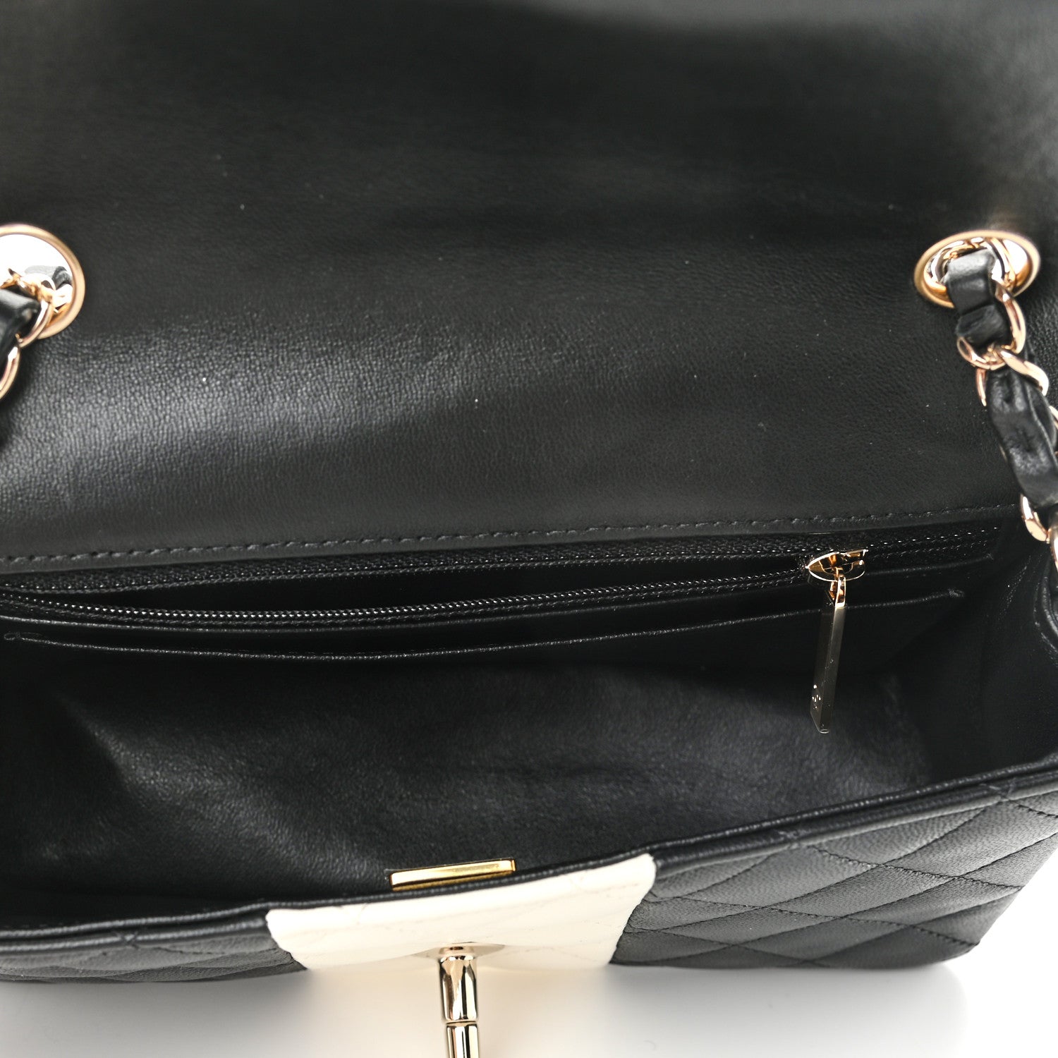 Chanel Lambskin Quilted Mini Rectangular Flap Black White 5 of 11
