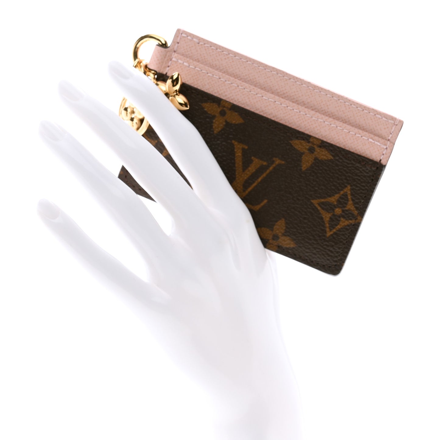 Monogram LV Charms Card Holder Rose Ballerine