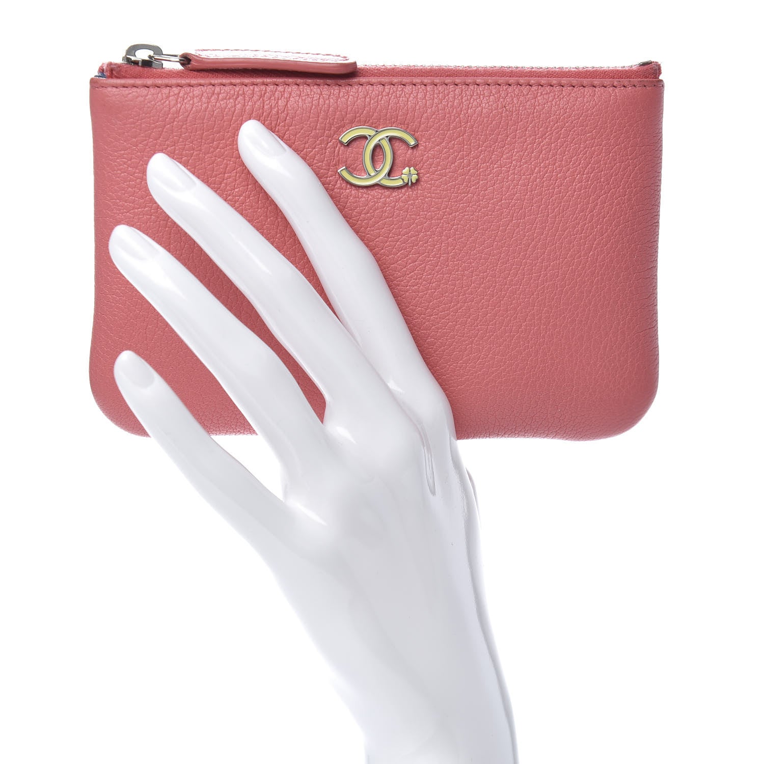 Chanel Goatskin Small CC Clover Cosmetic Case Pink 2 of 10