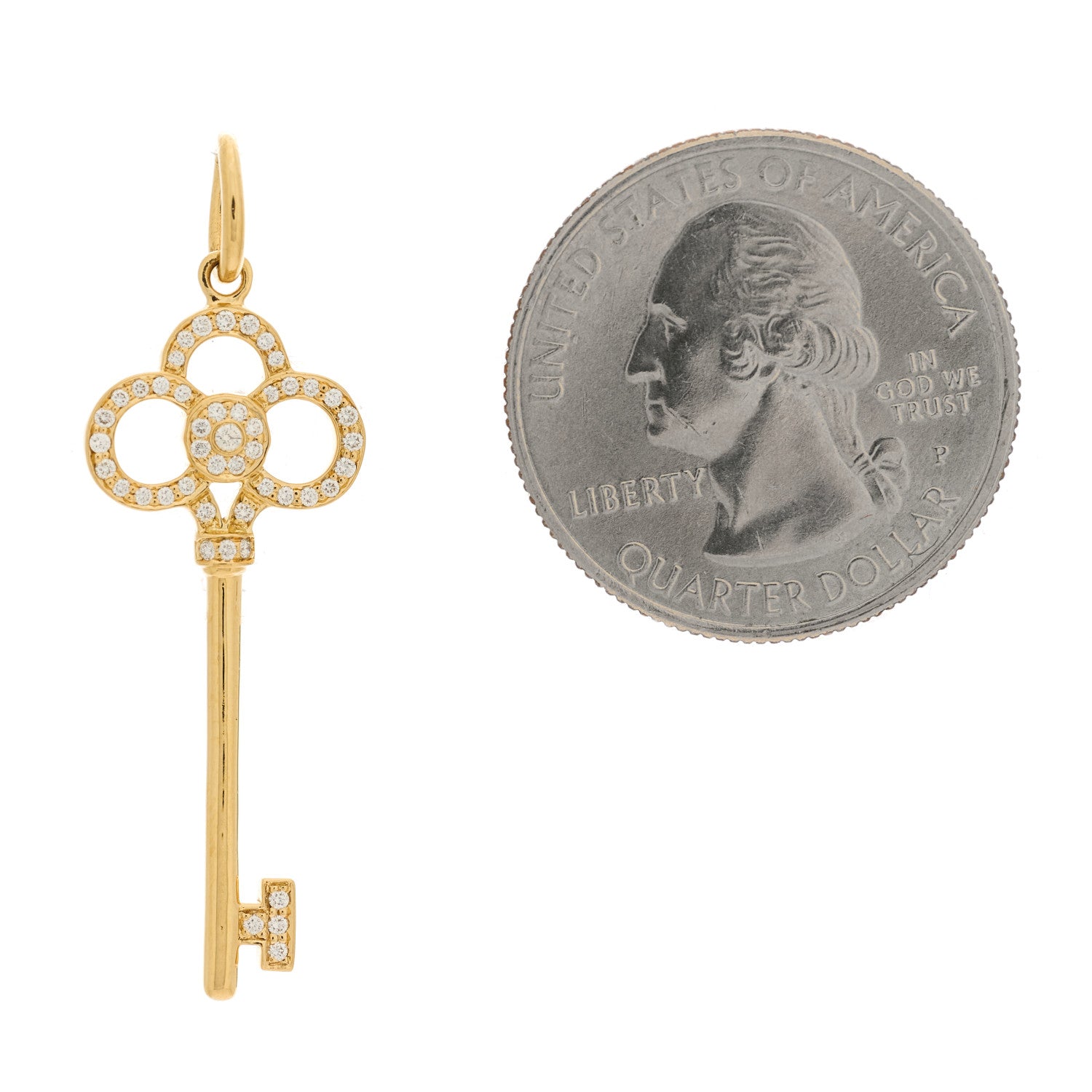 Tiffany 18K Yellow Gold Diamond Crown Key Pendant 2 of 3