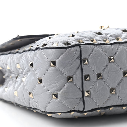 Valentino Garavani Craquele Nappa Medium Rockstud Spike Shoulder Bag Pastel Grey 8 of 9