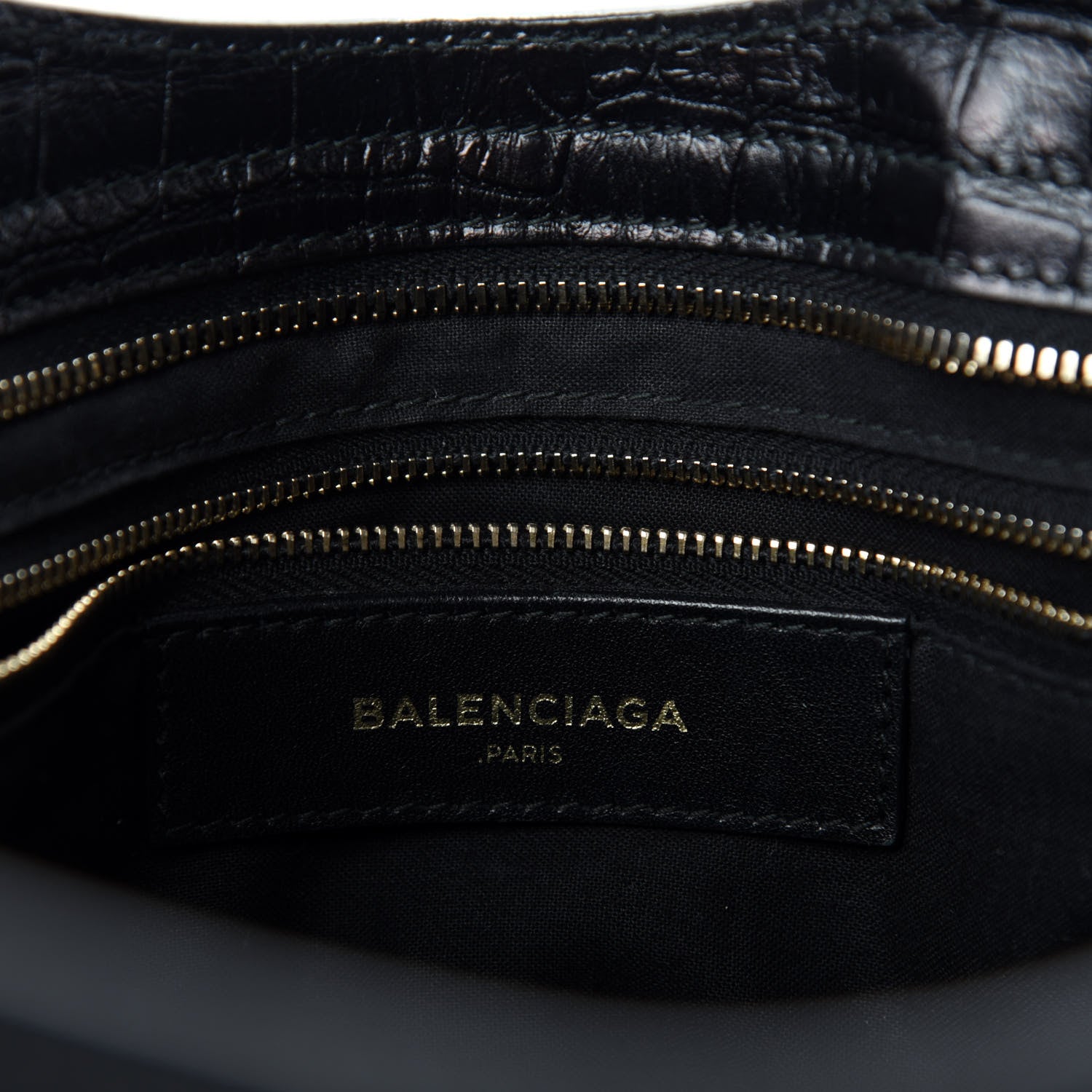 Balenciaga Calfskin Crocodile Embossed Giant 12 Gold Hardware City Black 8 of 10