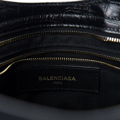 Balenciaga Calfskin Crocodile Embossed Giant 12 Gold Hardware City Black 8 of 10