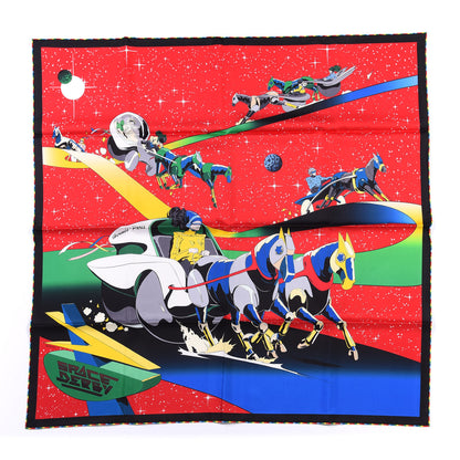Hermes Silk Space Derby Scarf 90 Rouge Vert Multicolor 1 of 9