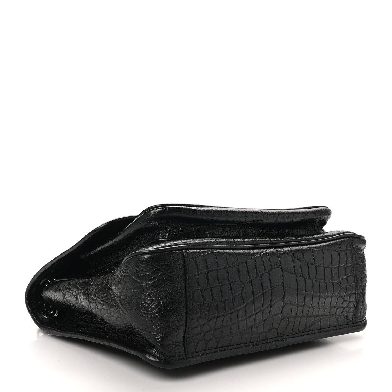 Saint Laurent Crocodile Embossed Lambskin Monogram Medium Niki Chain Satchel Black 4 of 10