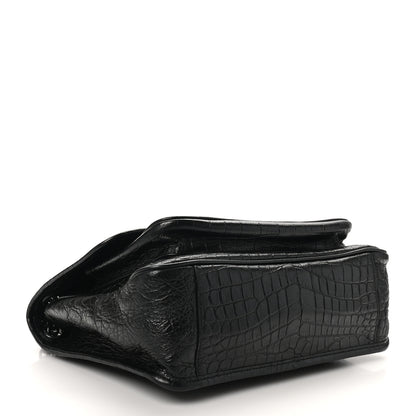 Saint Laurent Crocodile Embossed Lambskin Monogram Medium Niki Chain Satchel Black 4 of 10