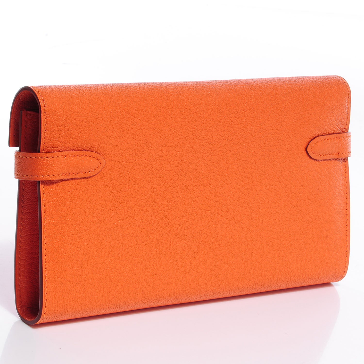 Hermes Chevre Mysore Kelly Longue Wallet Orange 3 of 9