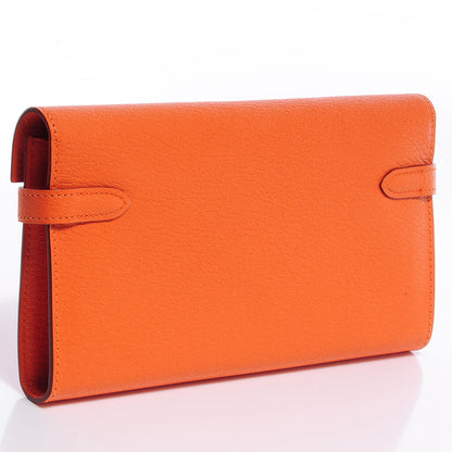 Hermes Chevre Mysore Kelly Longue Wallet Orange 3 of 9
