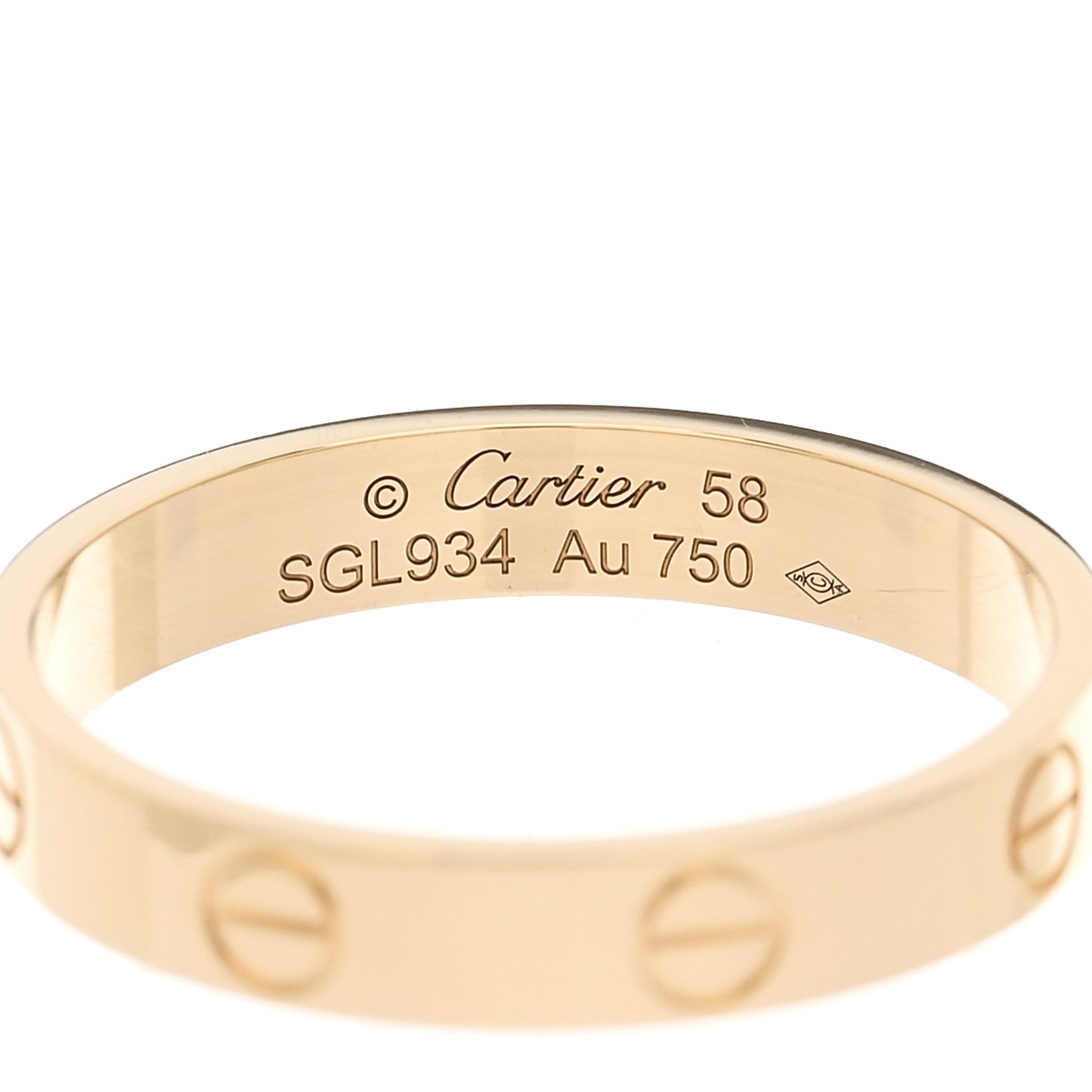 18K Yellow Gold 3.5mm LOVE Wedding Band Ring 58 8.25