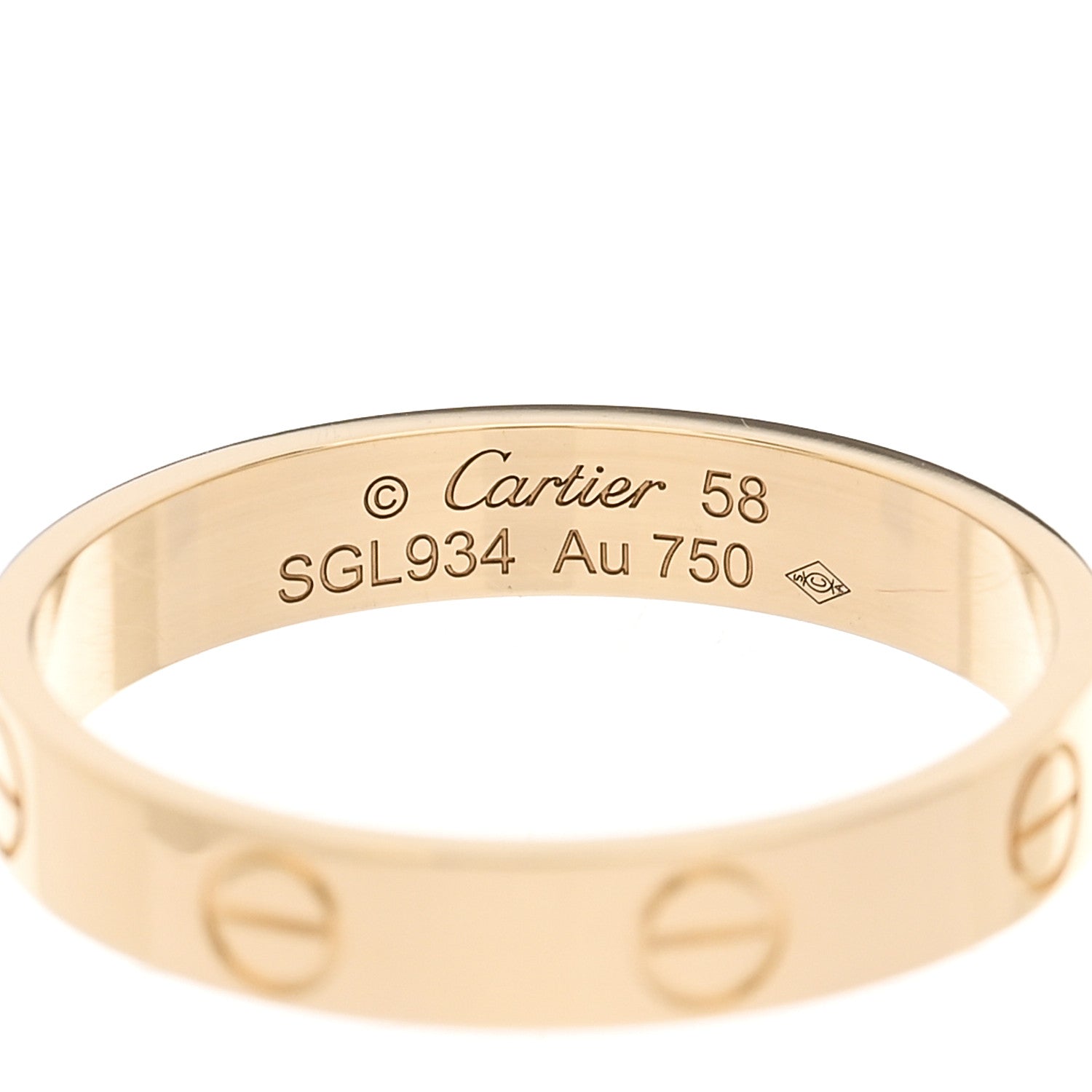 Cartier 18K Yellow Gold 3.5mm LOVE Wedding Band Ring 58 8.25 4 of 5