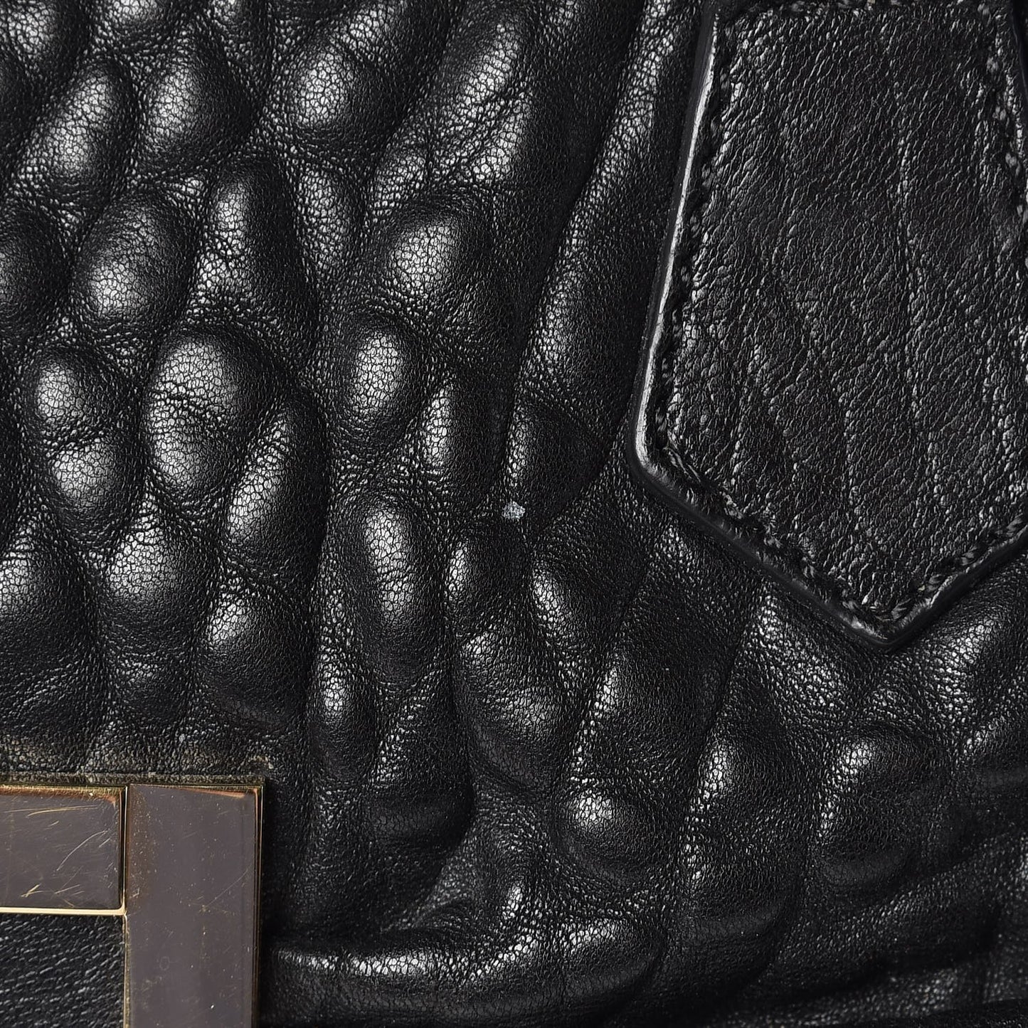 Crinkled Lambskin Mia Degrade Shopper Black