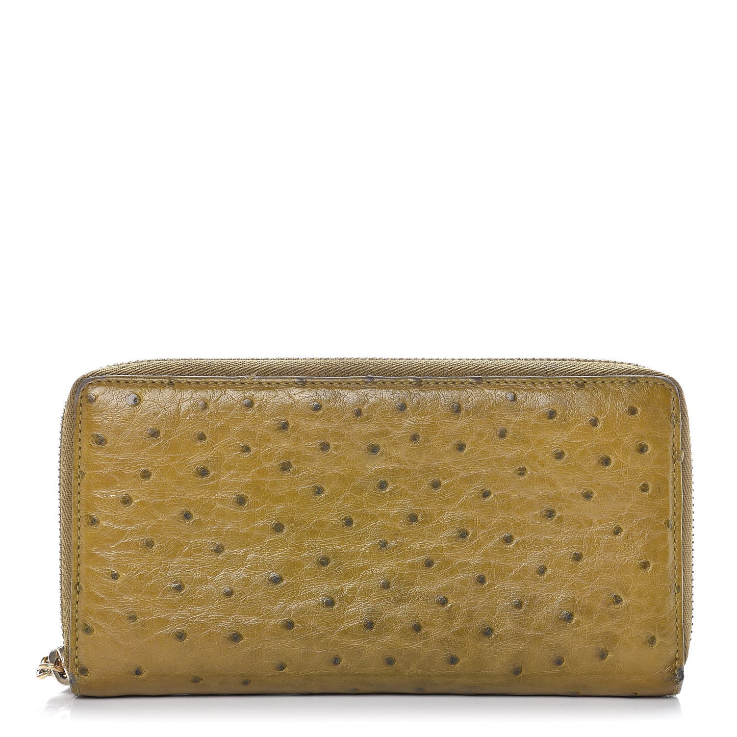 Ostrich Bamboo Zip Around Wallet Green