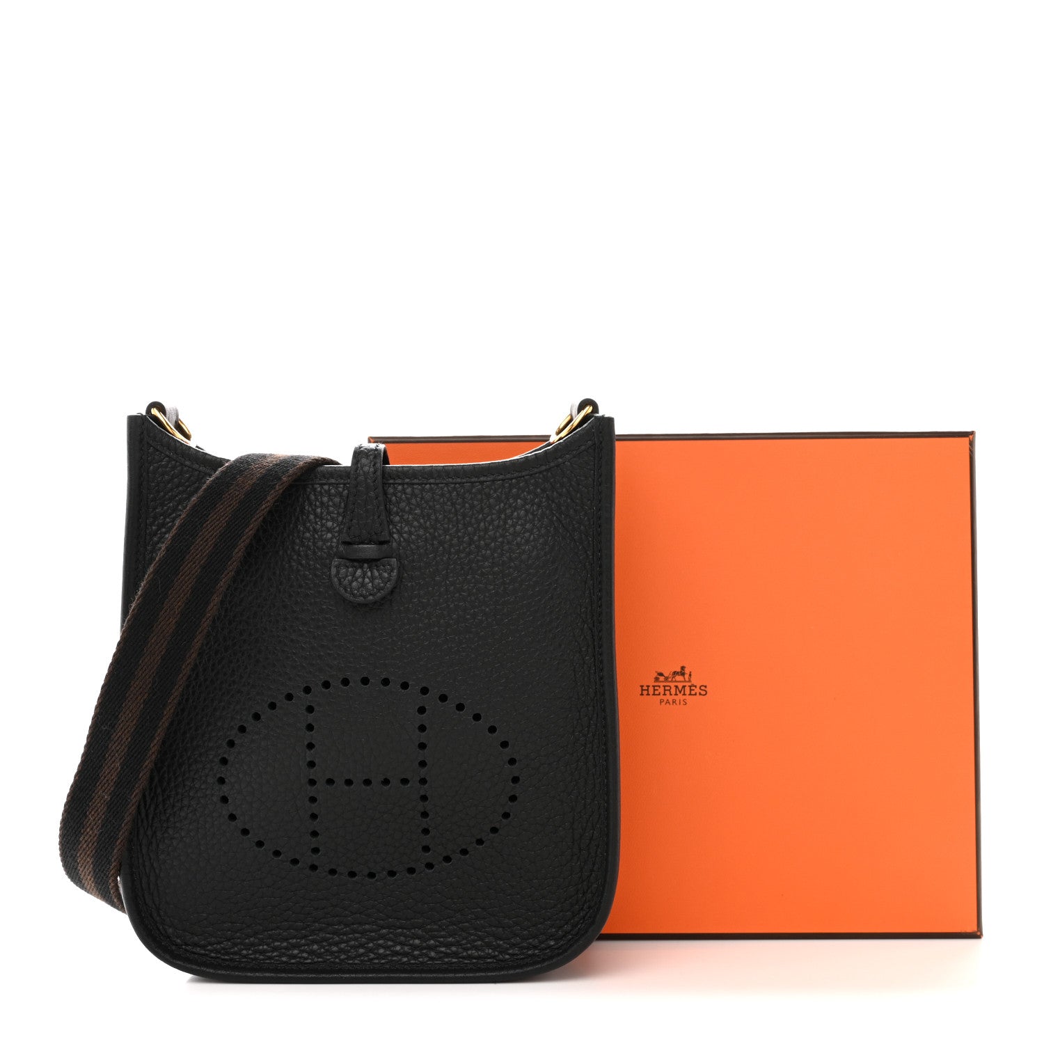 Hermes Taurillon Clemence Amazone Evelyne TPM Black Chocolate
