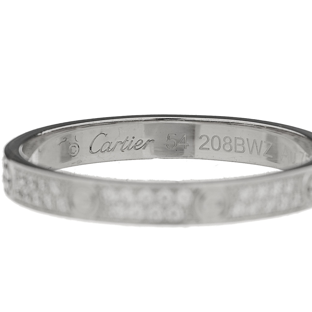 Cartier 18K White Gold Diamond 2.6mm LOVE Paved Band Ring 54 7 4 of 6