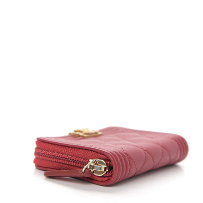 Chanel Lambskin Quilted Zip Around Boy Coin Purse Wallet Red 3 of 7