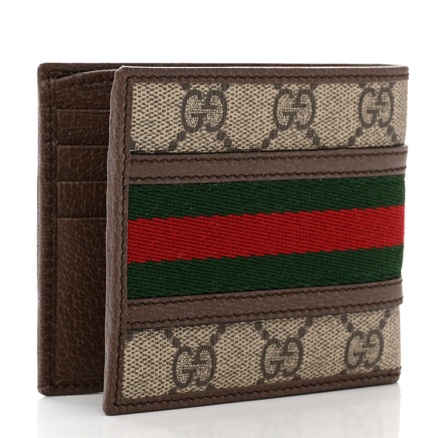 GG Supreme Monogram Web Mens Ophidia Bi-Fold Wallet Beige New Acero