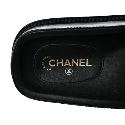 Chanel Lambskin Cha-Nel Mule Sandals 37 Black Multicolor 7 of 7