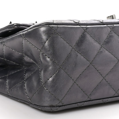 Chanel Metallic Aged Calfskin Quilted Studded 2.55 Reissue 226 Flap Dark Silver 8 of 9
