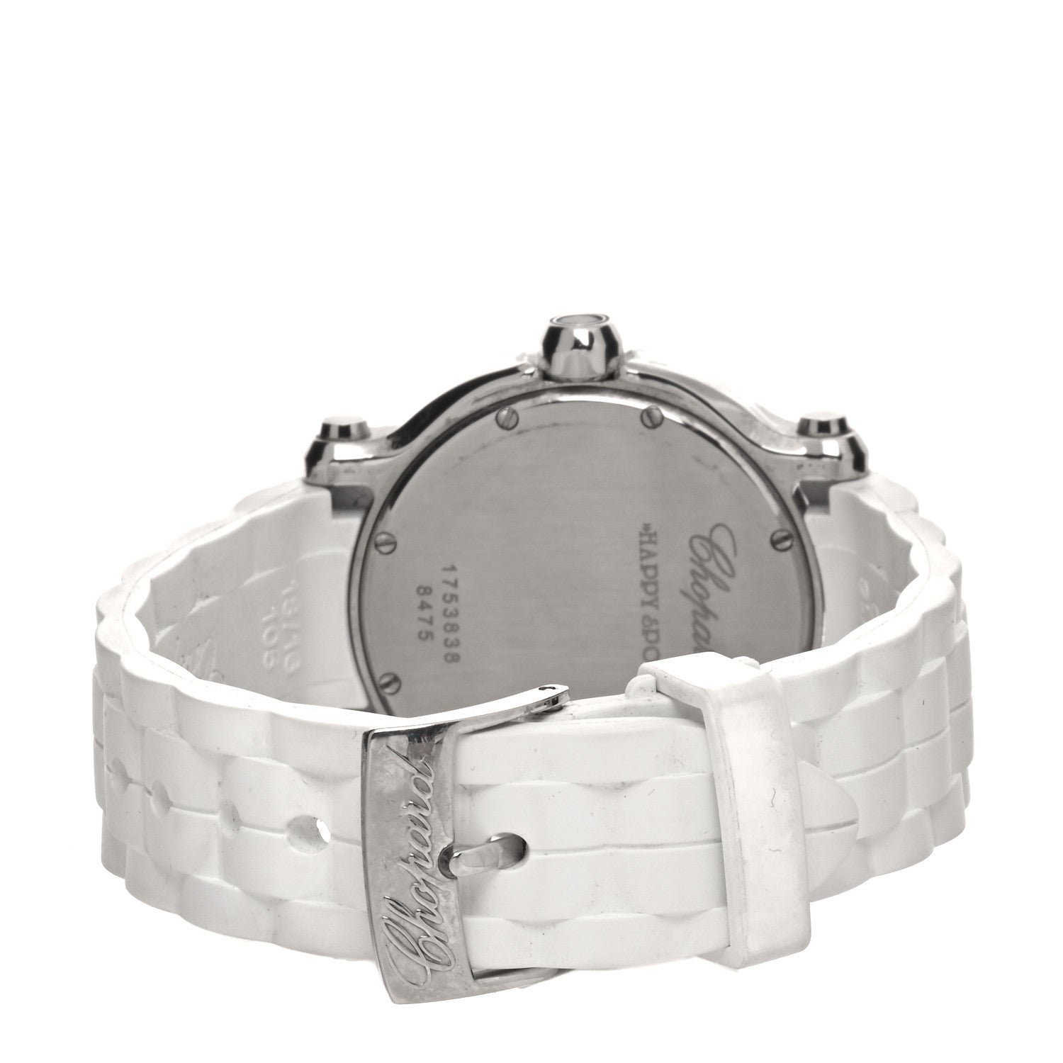 Chopard Stainless Steel Rubber 5 Diamond 36mm Happy Sport Guilloche Quartz Watch White 3 of 4