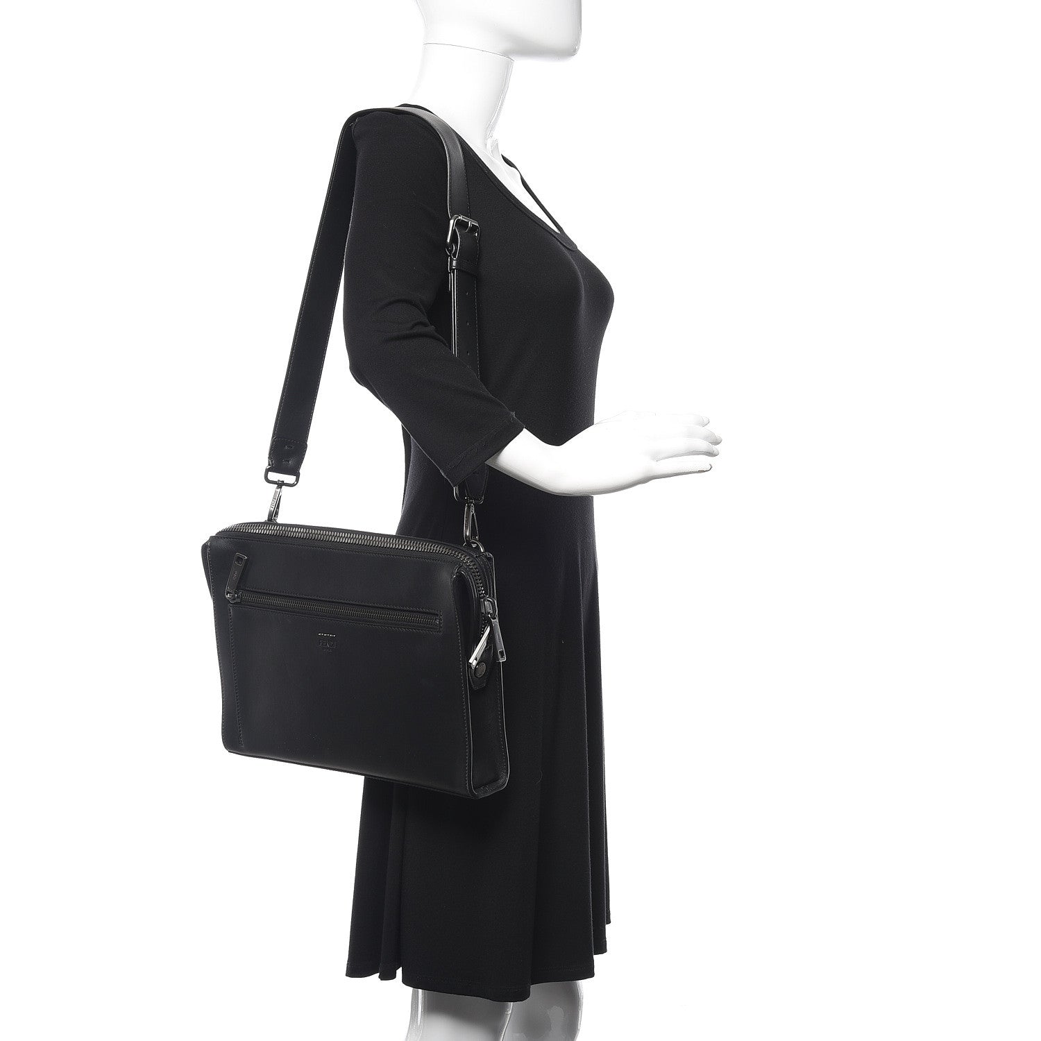 Fendi Vitello Grace Messenger Bag Black 2 of 12