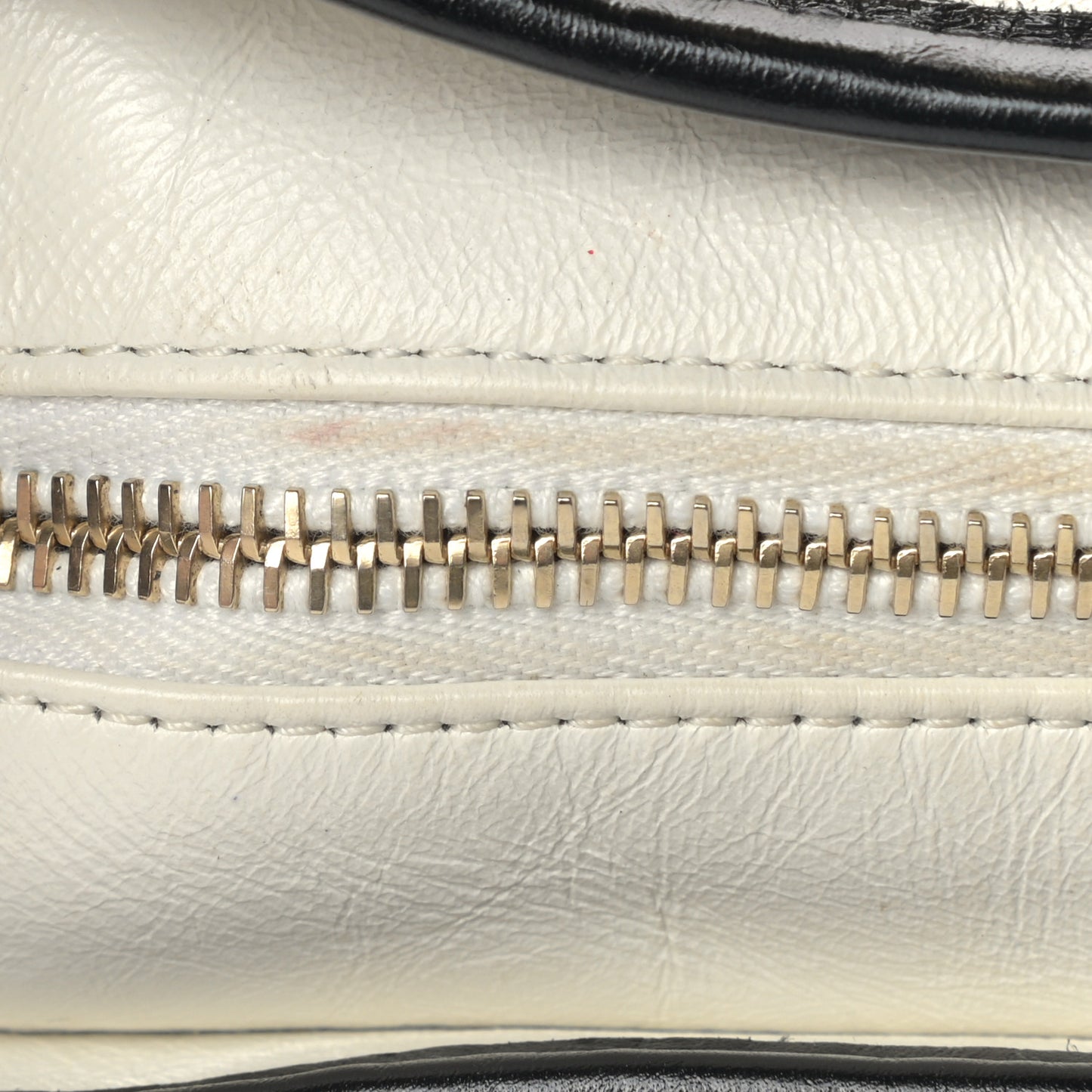 Aged Calfskin Quilted Small Gabrielle Hobo Black White