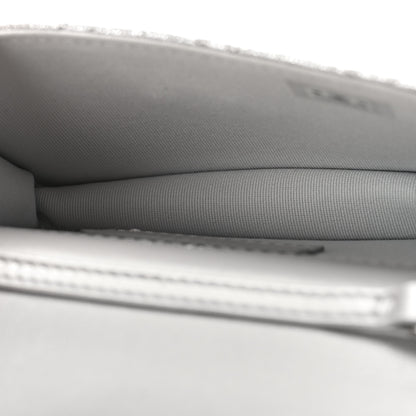 Chanel Metallic Goatskin Quilted Crystal CC Walk Of Fame Clutch With Chain Silver 5 of 10