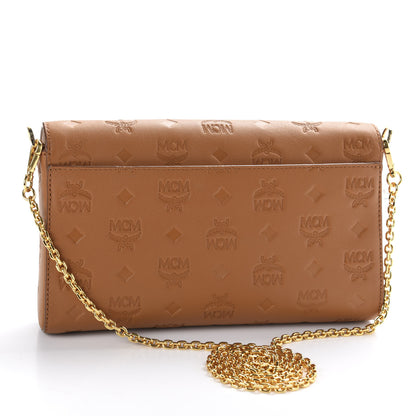 MCM Calfskin Ottomar Monogram Medium Millie Crossbody Bag Cognac 3 of 9