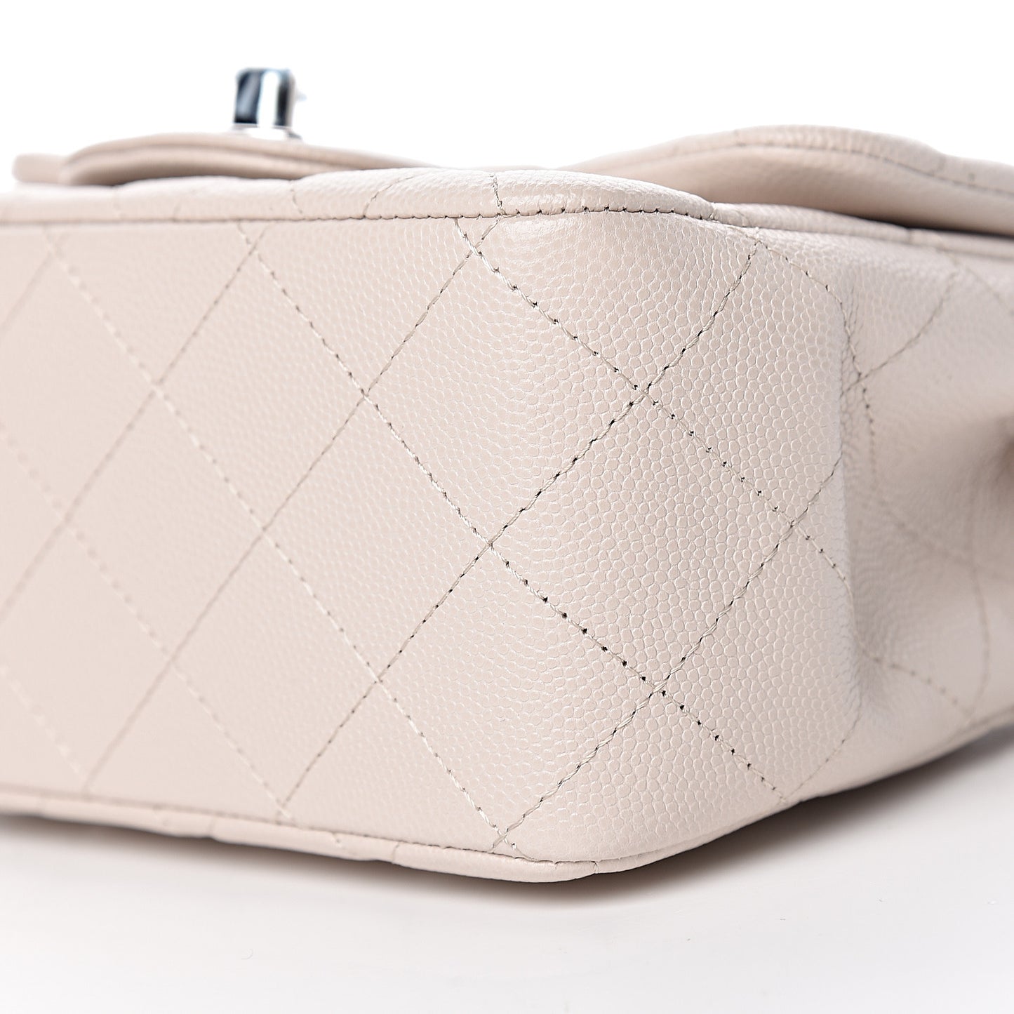 Caviar Quilted Mini Square Flap White