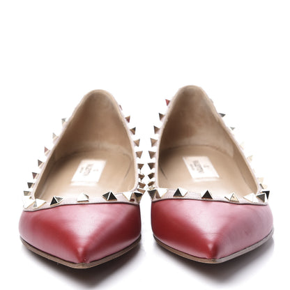 Valentino Garavani Nappa Rockstud Ballerina Flats 38 Red Poudre 2 of 9