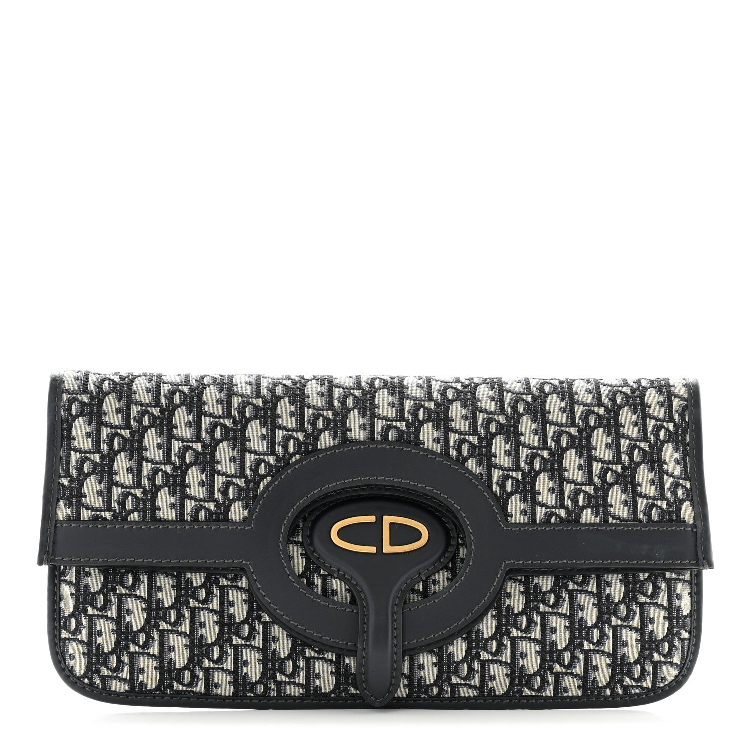 Christian Dior Oblique Fold Over Clutch Blue 1 of 8