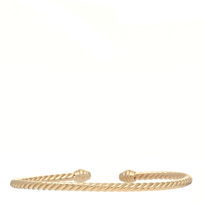 David Yurman 18K Yellow Gold Diamond 3mm Cablespira Bracelet 2 of 5