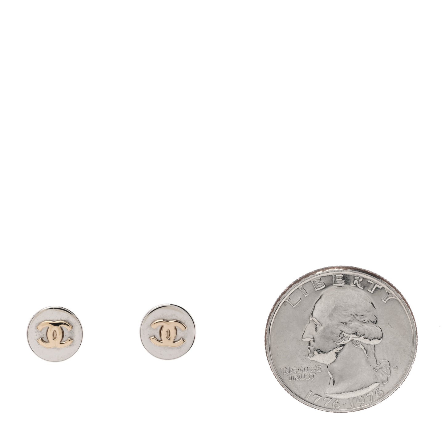 Metal CC Logo Round Earrings Gold Silver