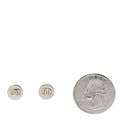 Chanel Metal CC Logo Round Earrings Gold Silver 2 of 5