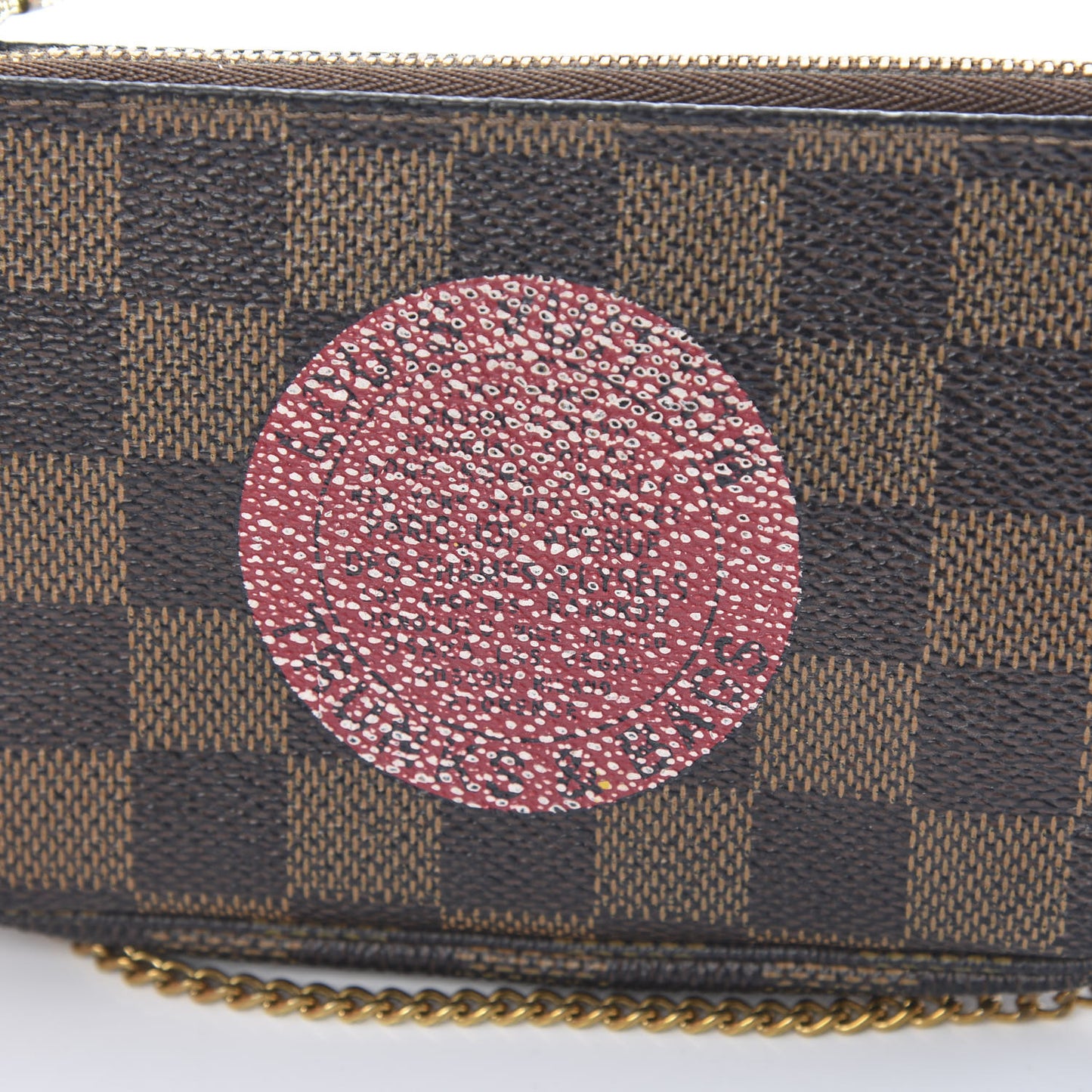 Damier Ebene Complice Trunks and Bags Mini Pochette Accessories Red