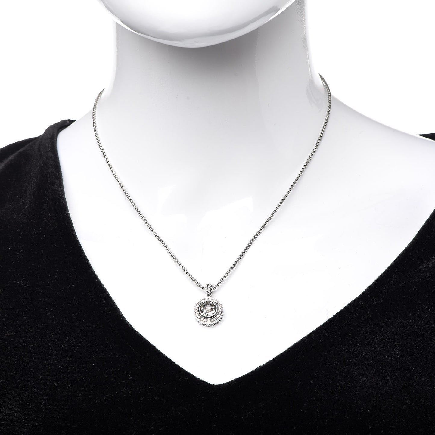 Sterling Silver Diamond Prasiolite 8mm Petite Cerise Pendant Necklace