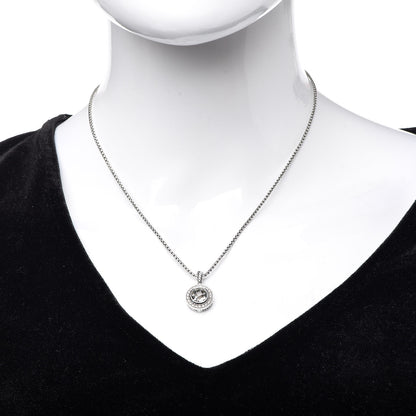 David Yurman Sterling Silver Diamond Prasiolite 8mm Petite Cerise Pendant Necklace 2 of 6