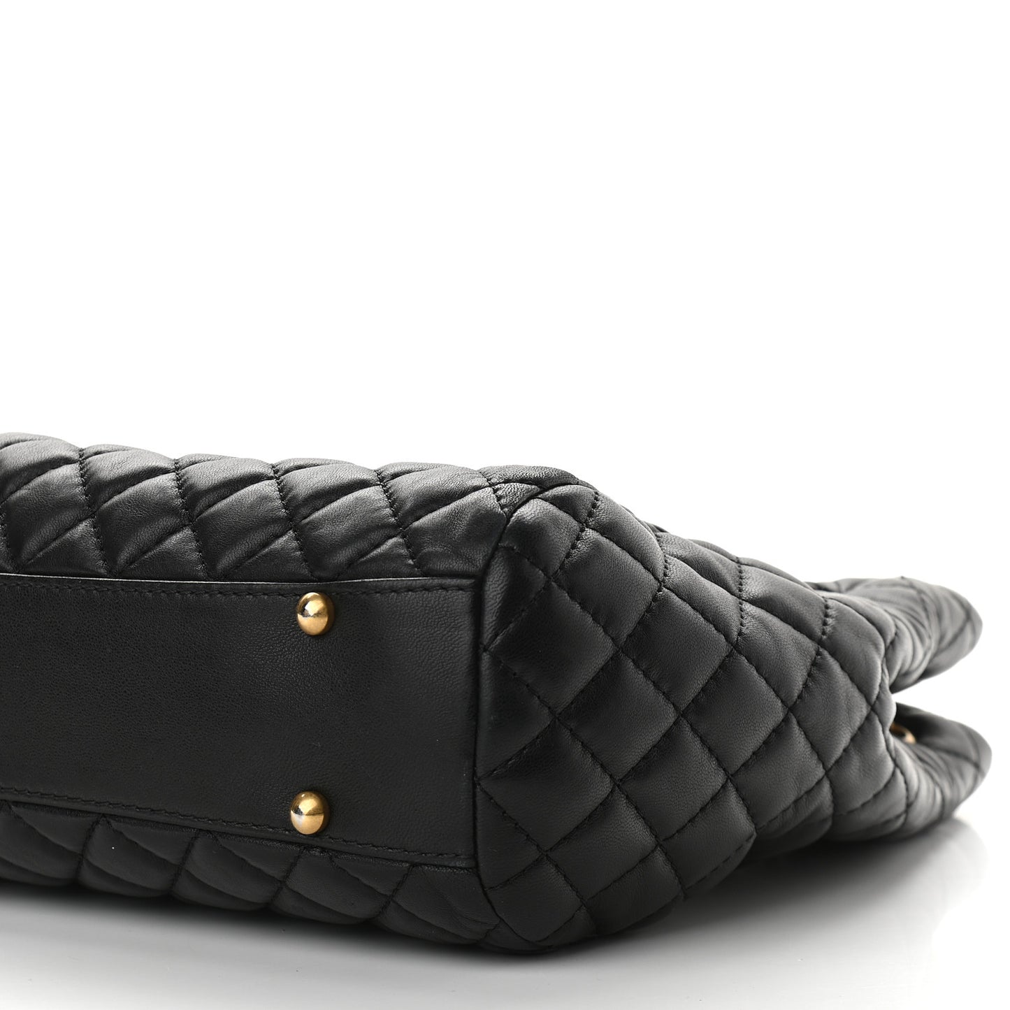 Lambskin Quilted Large Fluffy CC Shopping Tote Black