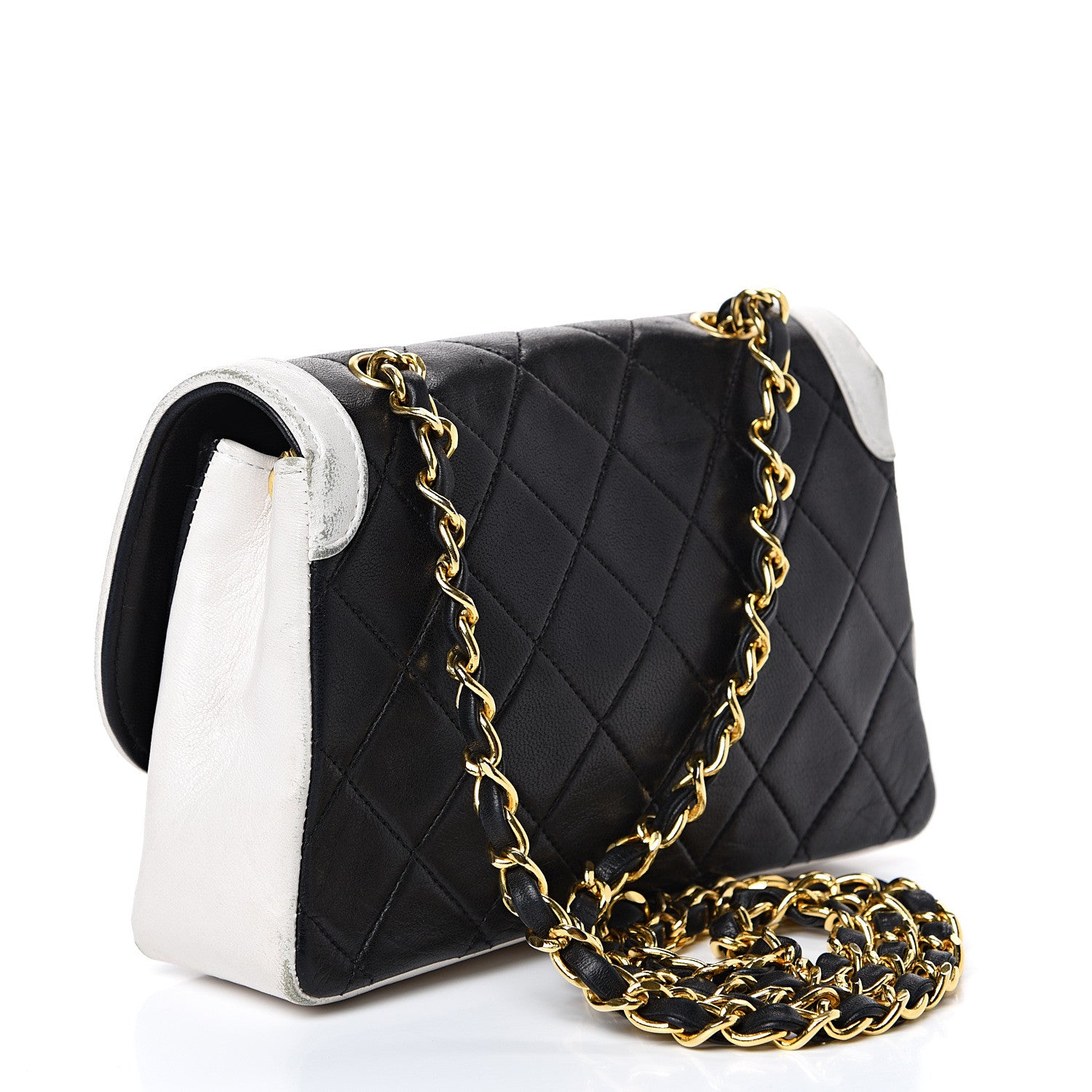 Chanel Lambskin Quilted Single Flap White Black 2 of 18
