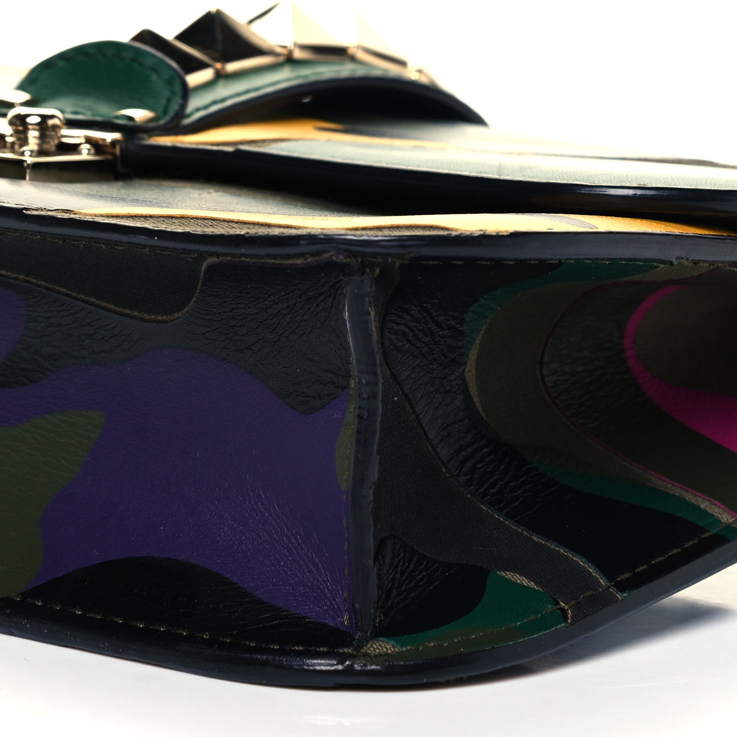 Nappa Canvas Camouflage Medium Glam Lock Rockstud Flap Multicolor