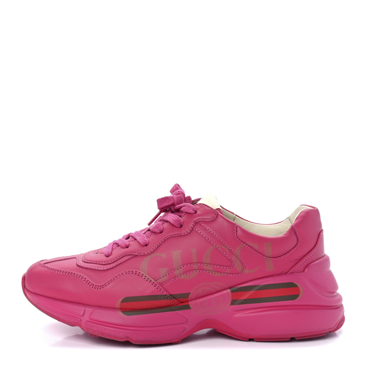 Gucci Calfskin Logo Womens Rhyton Sneakers 39 Box Pink 1 of 9