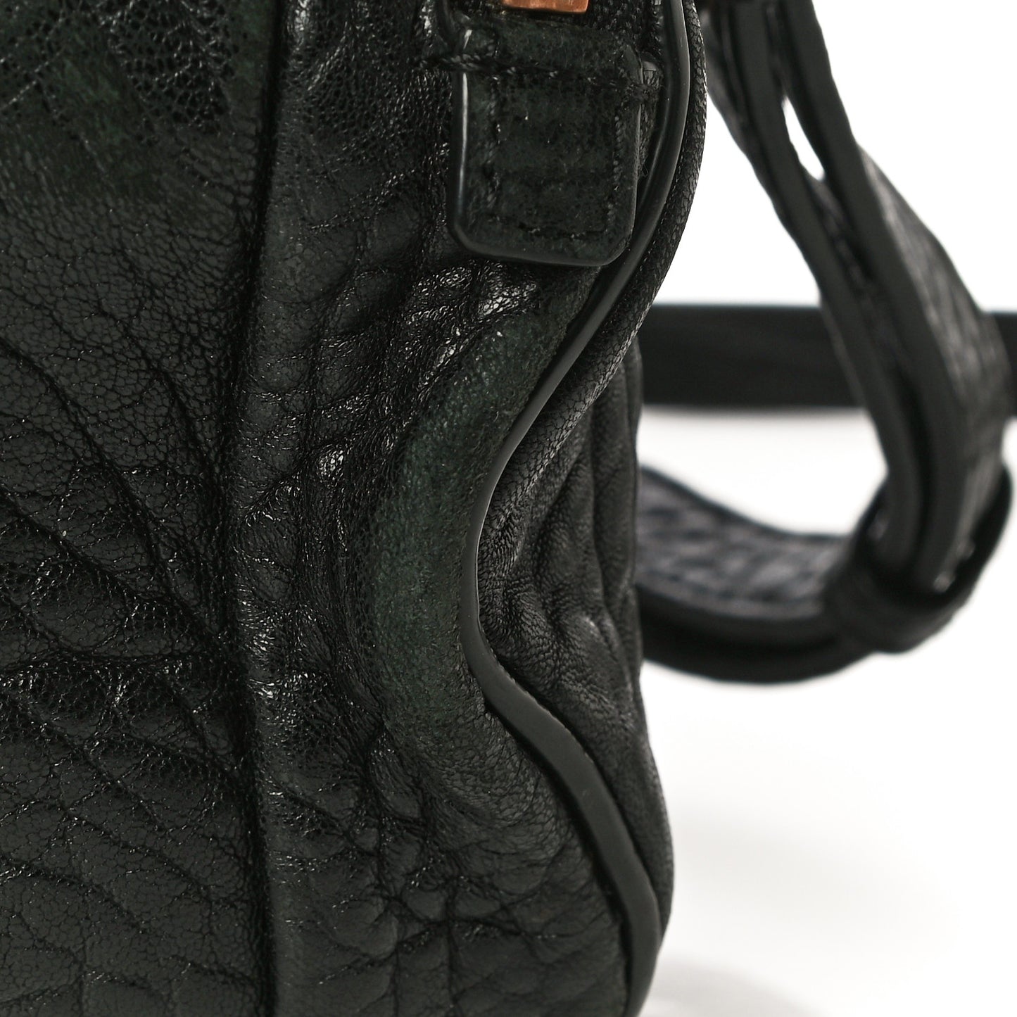 Pebbled Lambskin Mini Rockie Black Rose Gold Hardware