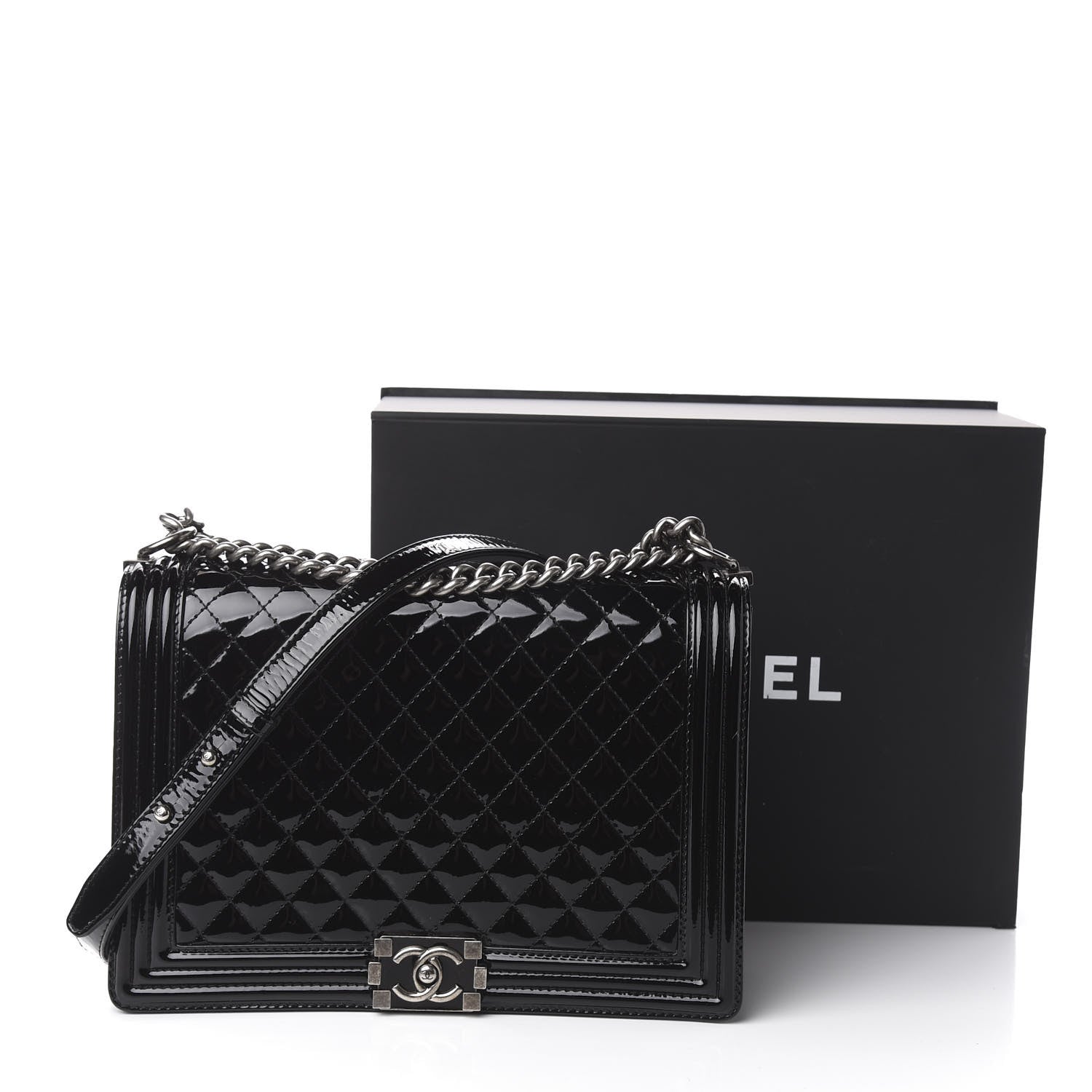 Chanel Patent Quilted Large Boy Flap Black 11 of 11