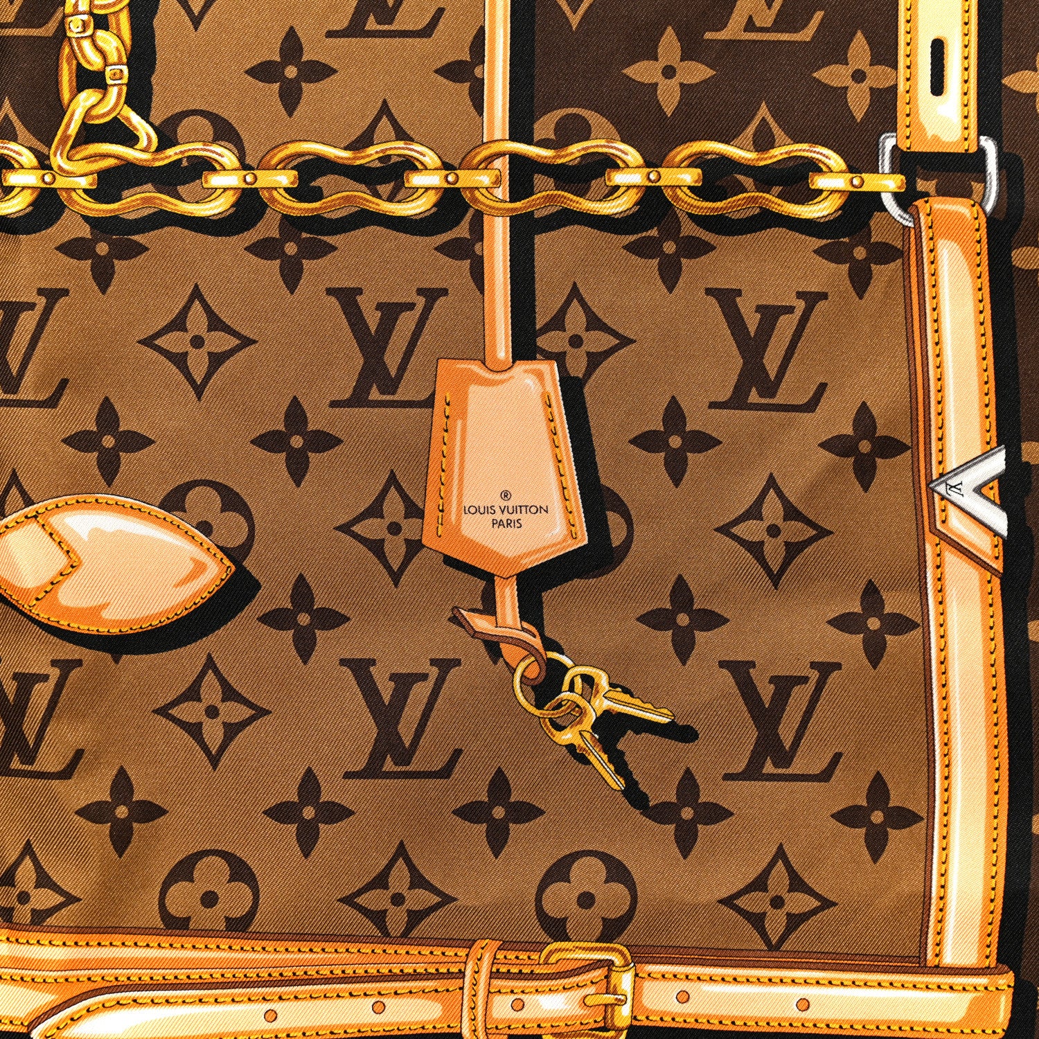 Louis Vuitton Silk Monogram Confidential Square Scarf Brown 2 of 3