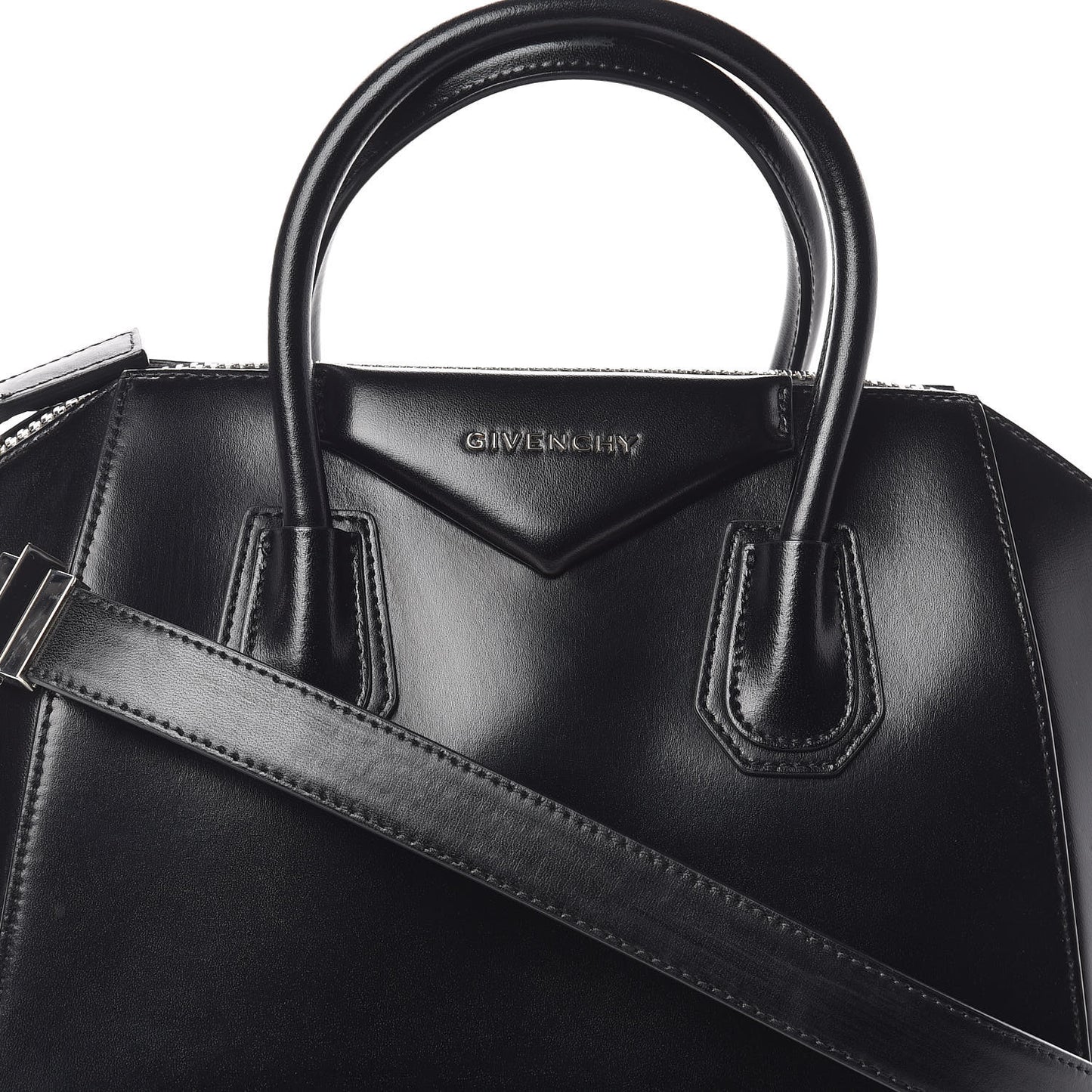 Shiny Lord Calfskin Small Antigona Black