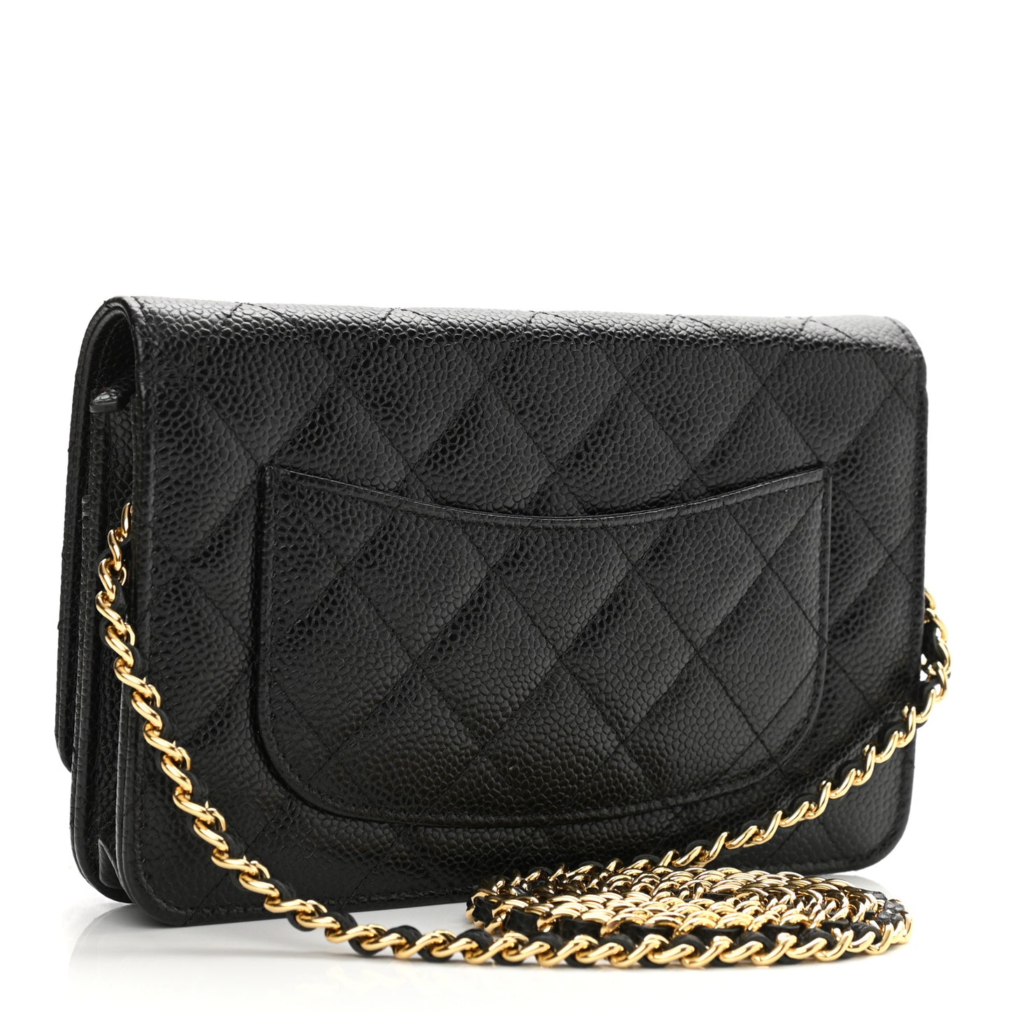 Caviar Quilted Wallet On Chain WOC Black