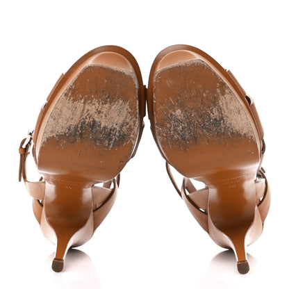 Saint Laurent Calfskin Tribute 105 Platform Sandals 35 Caramel 5 of 8