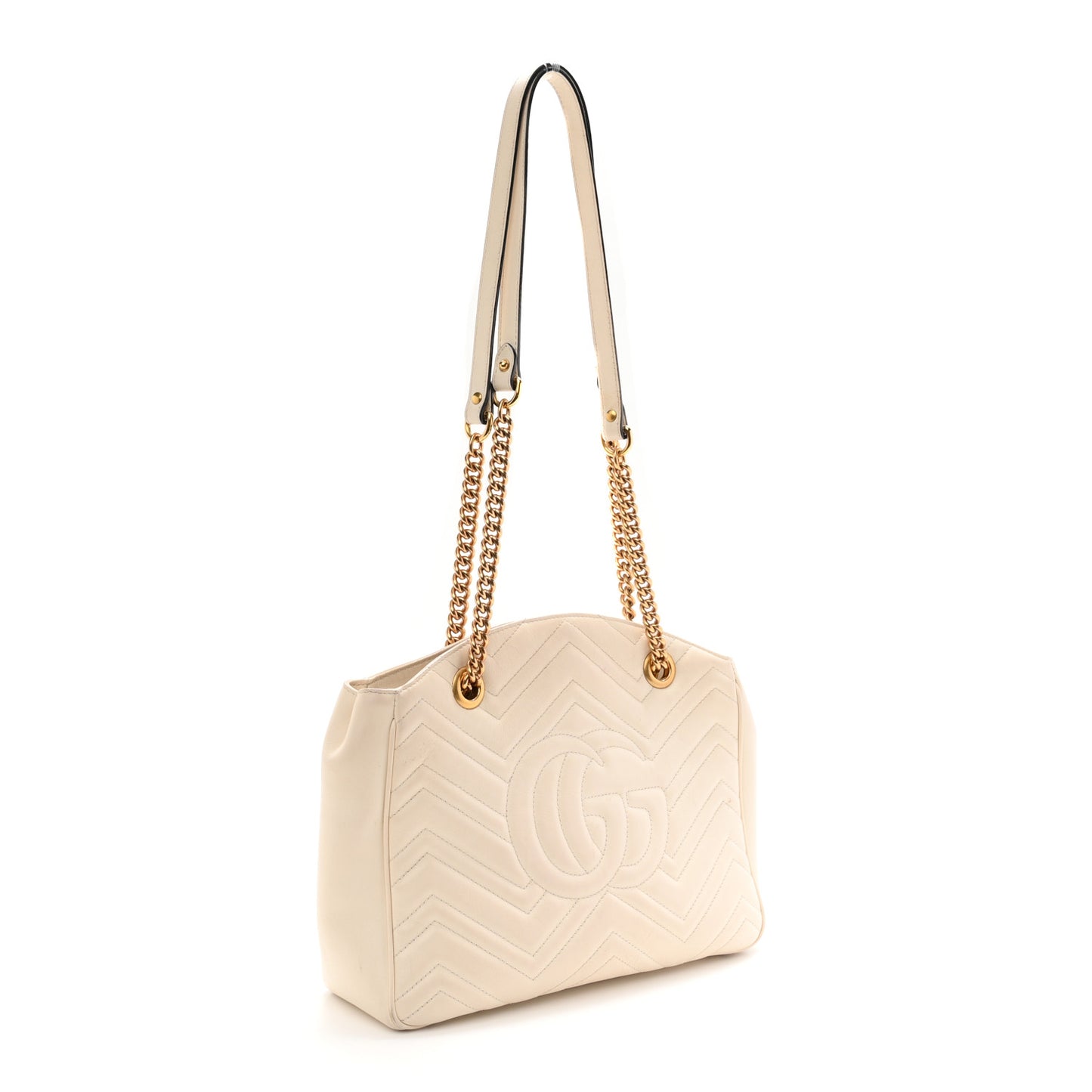 Calfskin Matelasse Medium GG Marmont Open Top Shoulder Bag White
